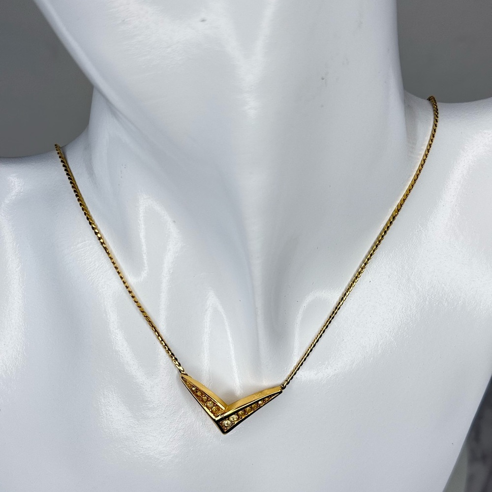 Christian Dior Vintage Crystal V Collar Necklace